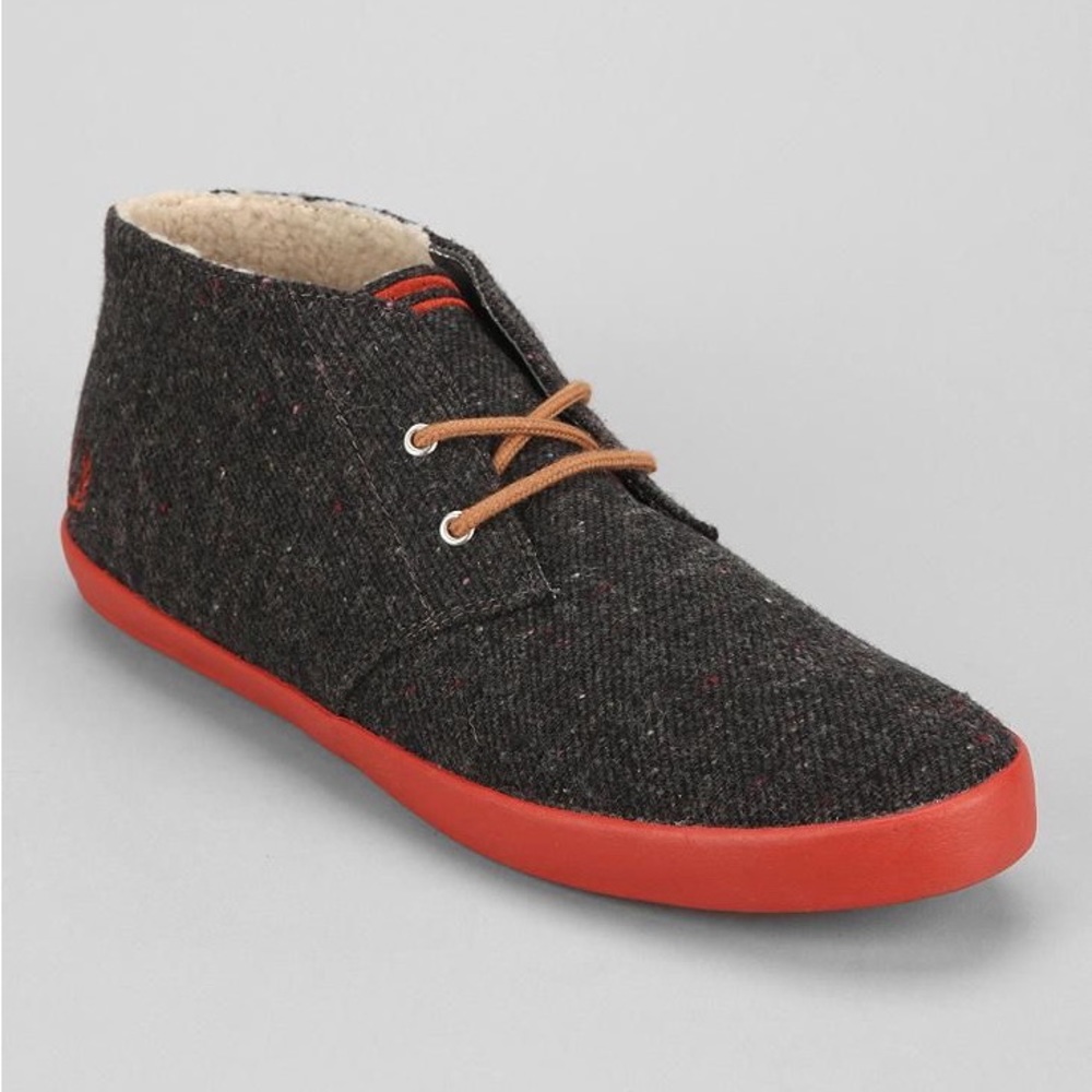 Fred Perry | Byron flecked wool mid-tip sneakers in charcoal | sz 7.5